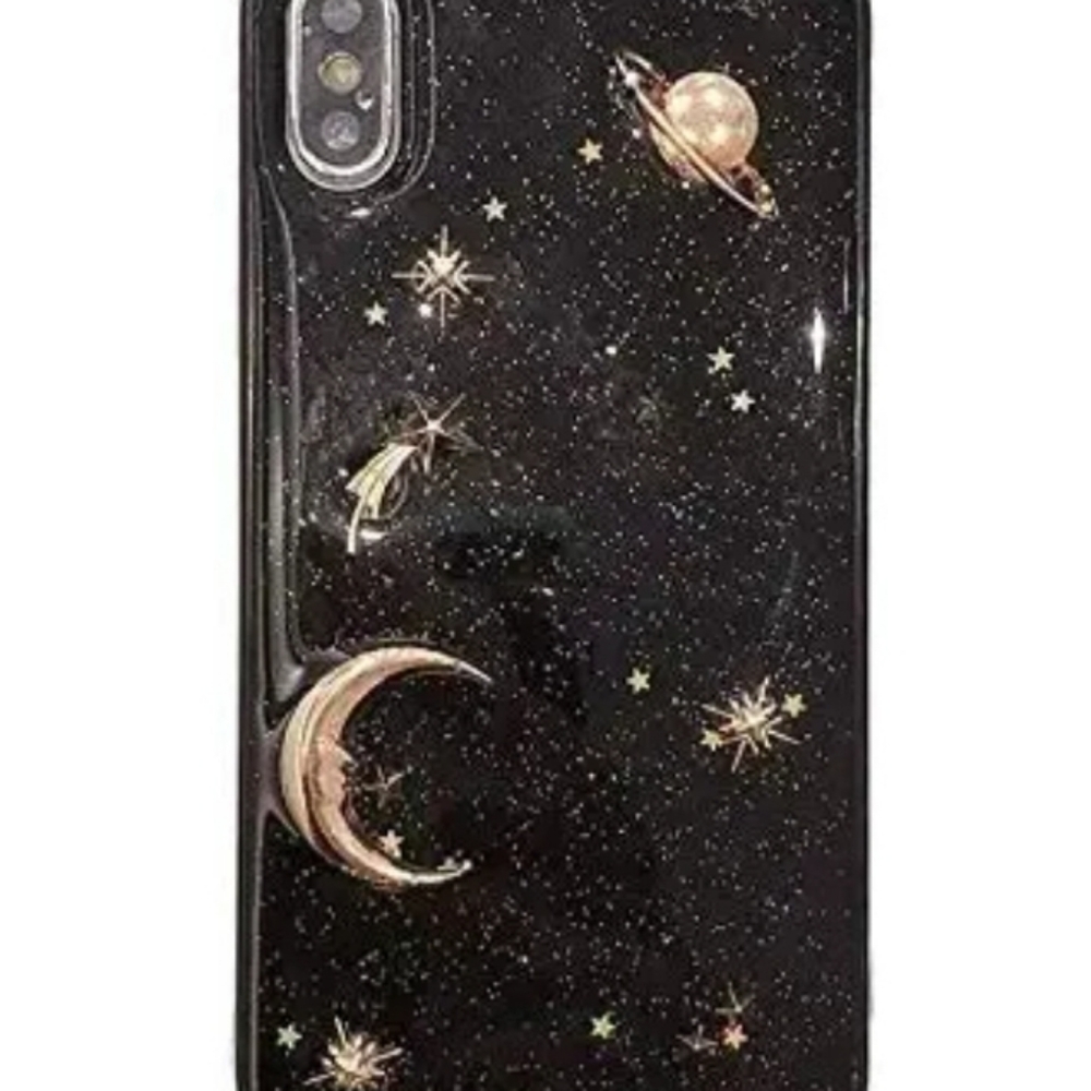 Phantom Hub 3D Galaxy Moon Black Gold elegant slim gel case iphone  x/xs NWT
